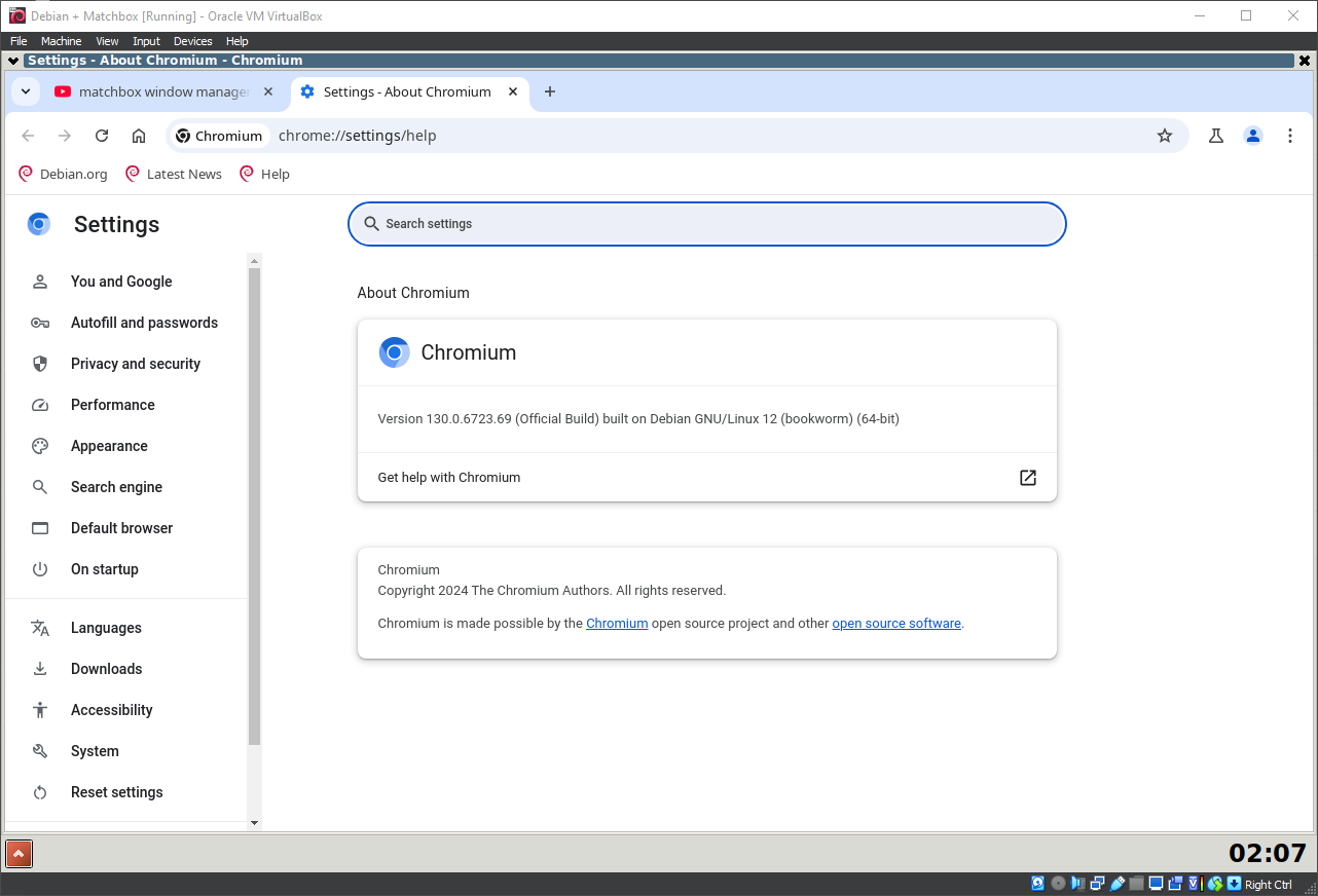 Running Matchbox Window Manager